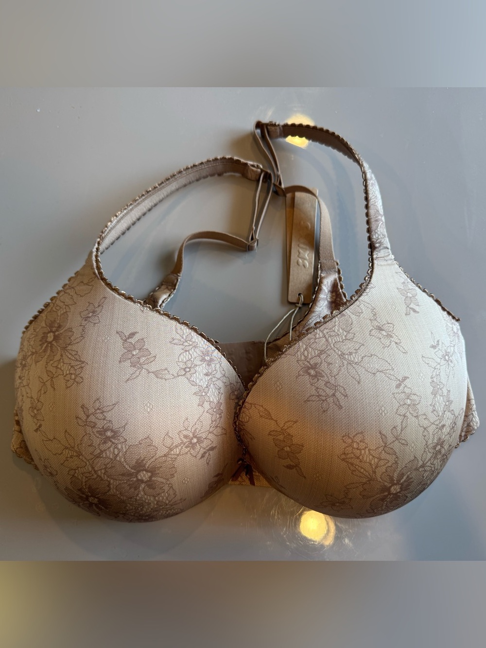 SKIMS Picot Floral Push Up Bra - Sand